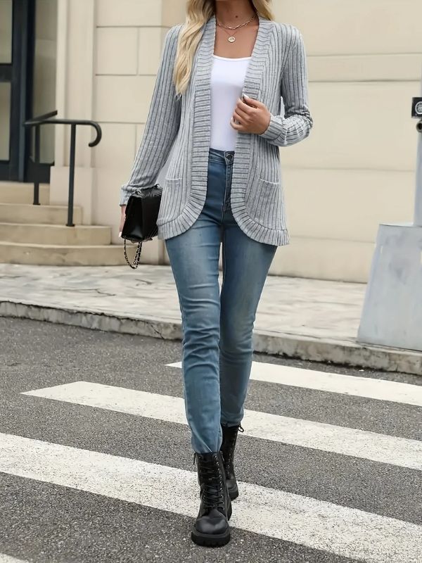 Harper | Ribbed Open-Front Cardigan