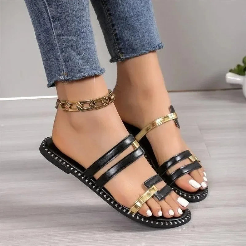 Solana | Metallic Touch Slip-On Sandals