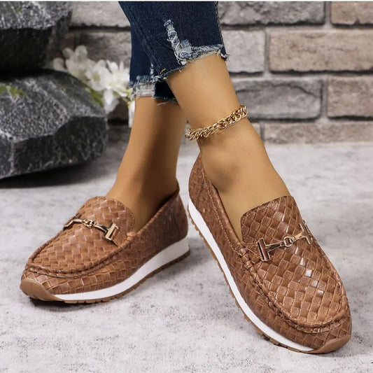 Women’s Faux-Leather Woven Loafers