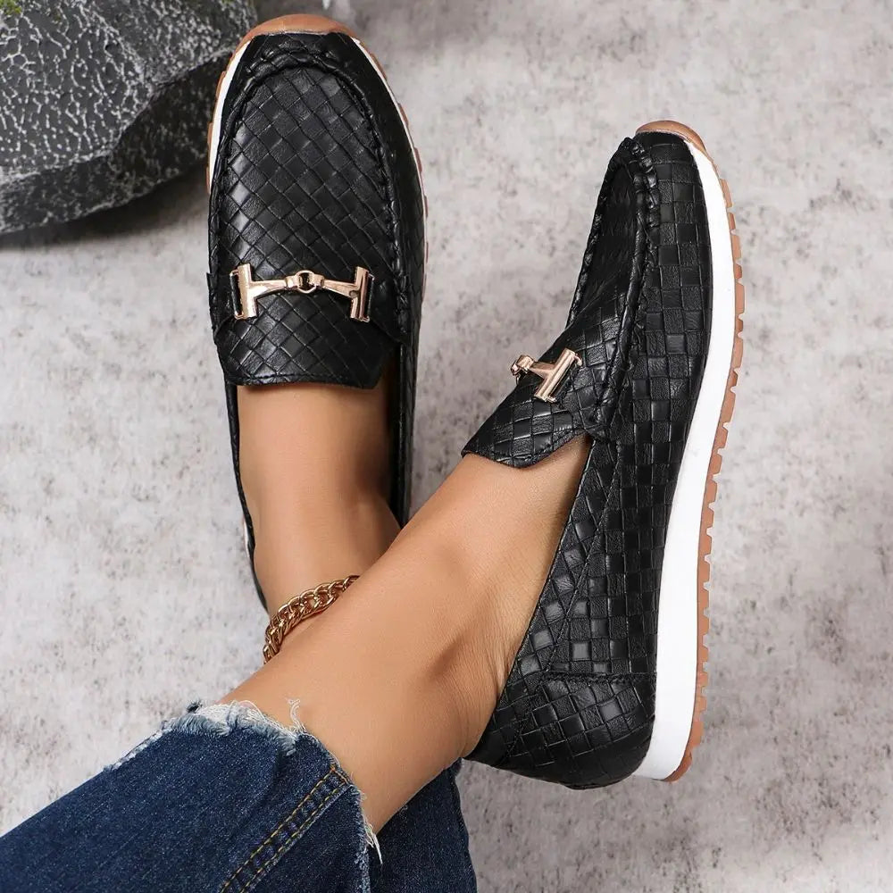 Women’s Faux-Leather Woven Loafers