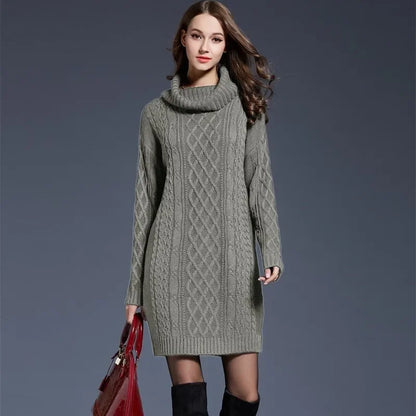 Greystone — Cable Cowl-Neck Sweater Dress