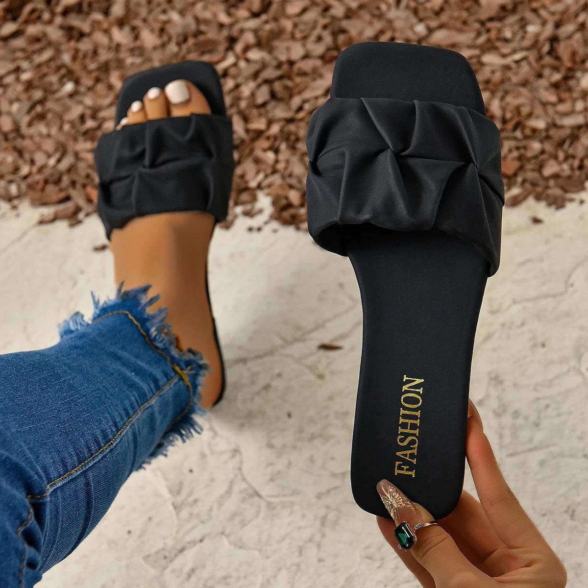 Luxe Pleat Summer Slides - Solaced Living