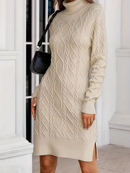 Kingsford - Cable Turtleneck Knit Dress