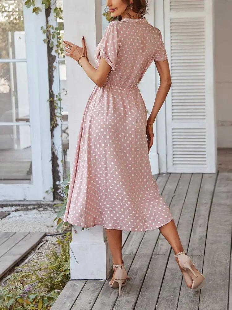 Ladies All Purpose Polka Dot Shirt Dress - Solaced Living