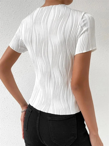 Elysia | Sculpted Wave Round Neck Top