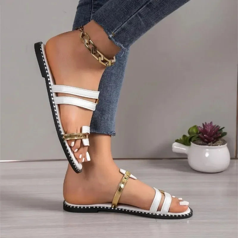 Solana | Metallic Touch Slip-On Sandals