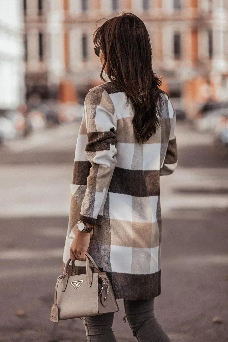 Women's Plaid Checkered Coat - Solaced Living