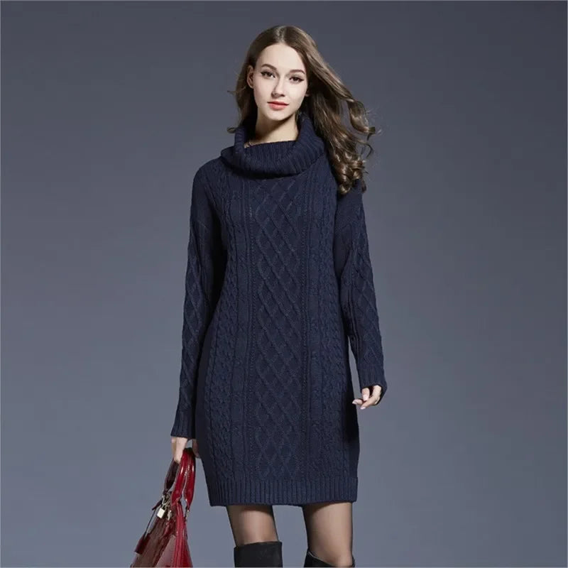 Greystone — Cable Cowl-Neck Sweater Dress