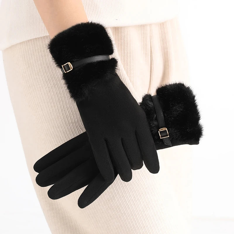 Luxe Buckle-Cuff Gloves