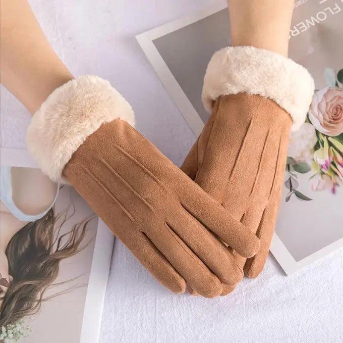 Women Thick Plush Autumn Gloves - Solaced Living