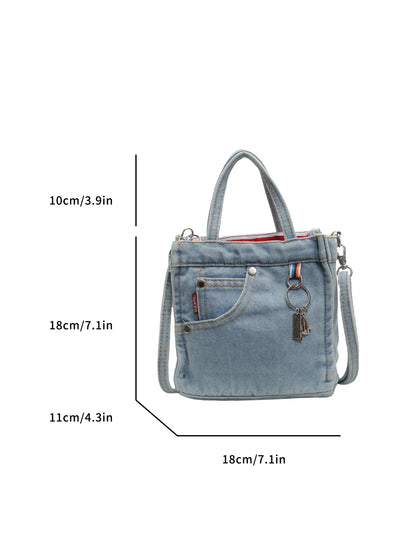 Vintage Denim Crossbody Tote Bag – Casual Shoulder Handbag for Women