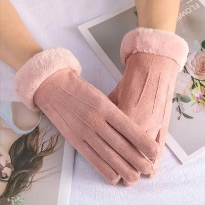 Women Thick Plush Autumn Gloves - Solaced Living