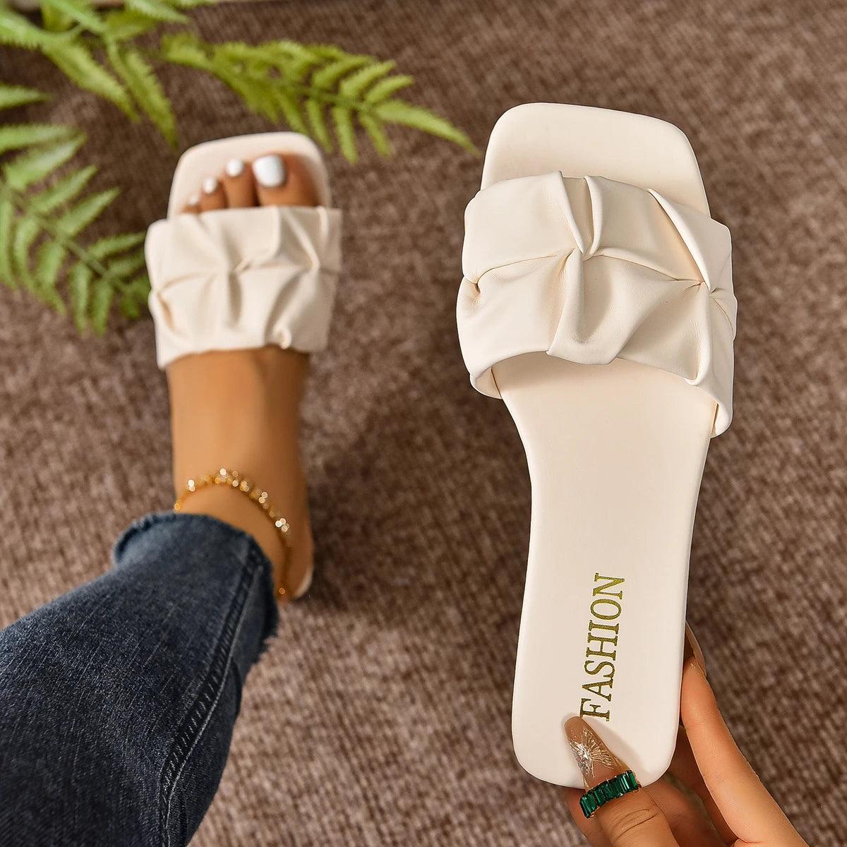 Luxe Pleat Summer Slides - Solaced Living