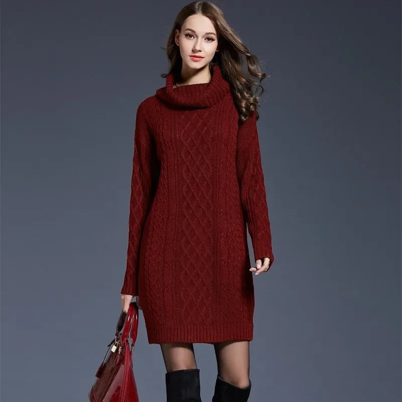 Greystone — Cable Cowl-Neck Sweater Dress