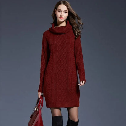 Greystone — Cable Cowl-Neck Sweater Dress