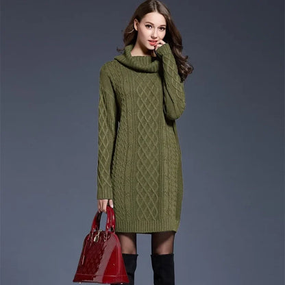 Greystone — Cable Cowl-Neck Sweater Dress