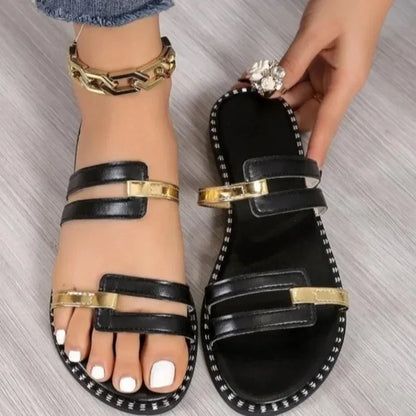 Solana | Metallic Touch Slip-On Sandals