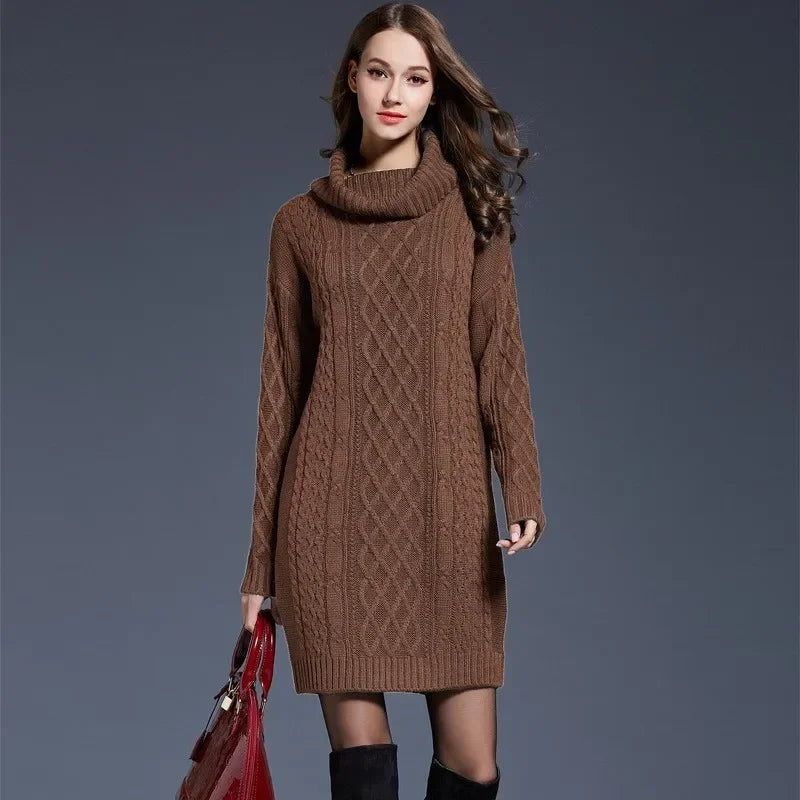 Greystone — Cable Cowl-Neck Sweater Dress