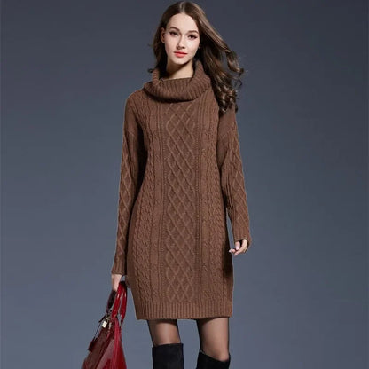 Greystone — Cable Cowl-Neck Sweater Dress