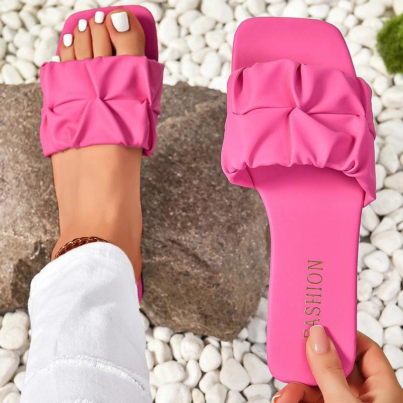 Luxe Pleat Summer Slides - Solaced Living