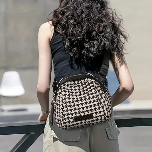 Adjustable Houndstooth Canvas Bag - Solaced Living