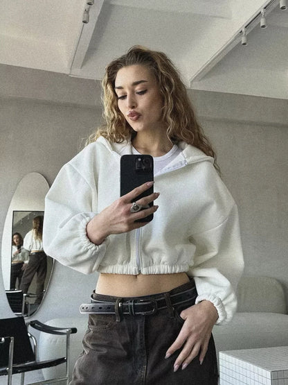 Cropped Oversized Zip Hoodie