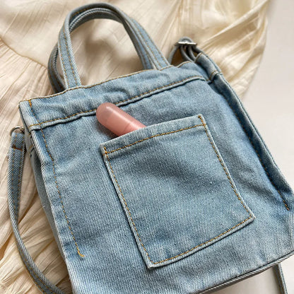 Vintage Denim Crossbody Tote Bag – Casual Shoulder Handbag for Women