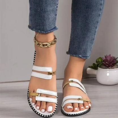 Solana | Metallic Touch Slip-On Sandals