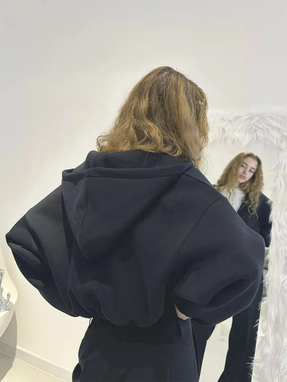 Cropped Oversized Zip Hoodie