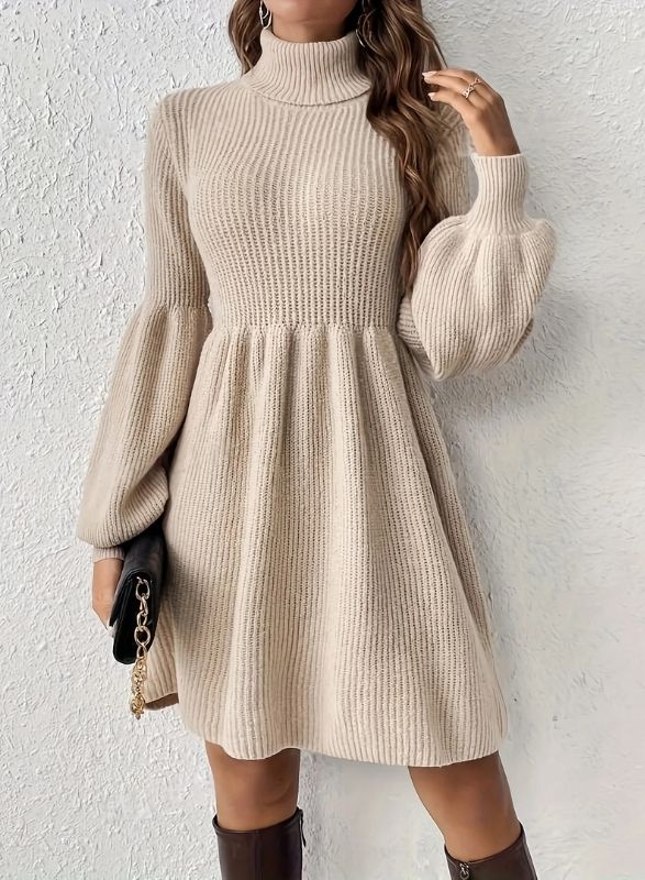 Barclay - Ribbed Turtleneck Swing Dress
