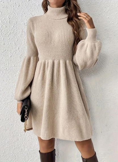 Barclay - Ribbed Turtleneck Swing Dress