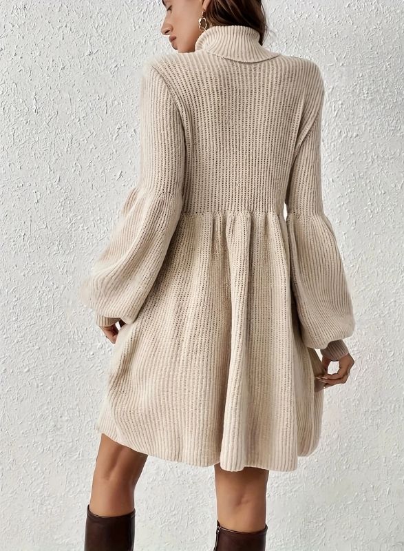 Barclay - Ribbed Turtleneck Swing Dress