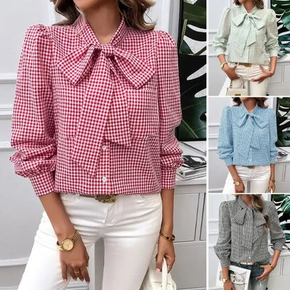 Ravensby Edition — Plaid Bow-Neck Blouse