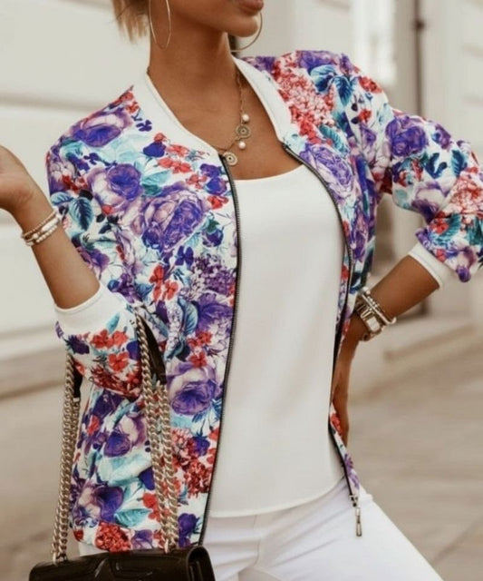 Baroque Bloom Bomber Jacket